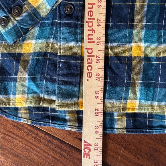 Uniqlo | men’s Teal and Mustard Plaid Shirt - Picture 8 of 13